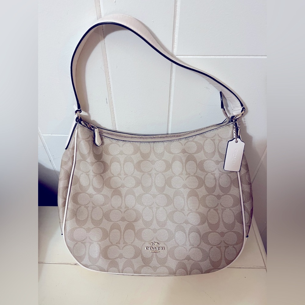 Coach  Coated Canvas Signature Zip Shoulder Bag. Like New,